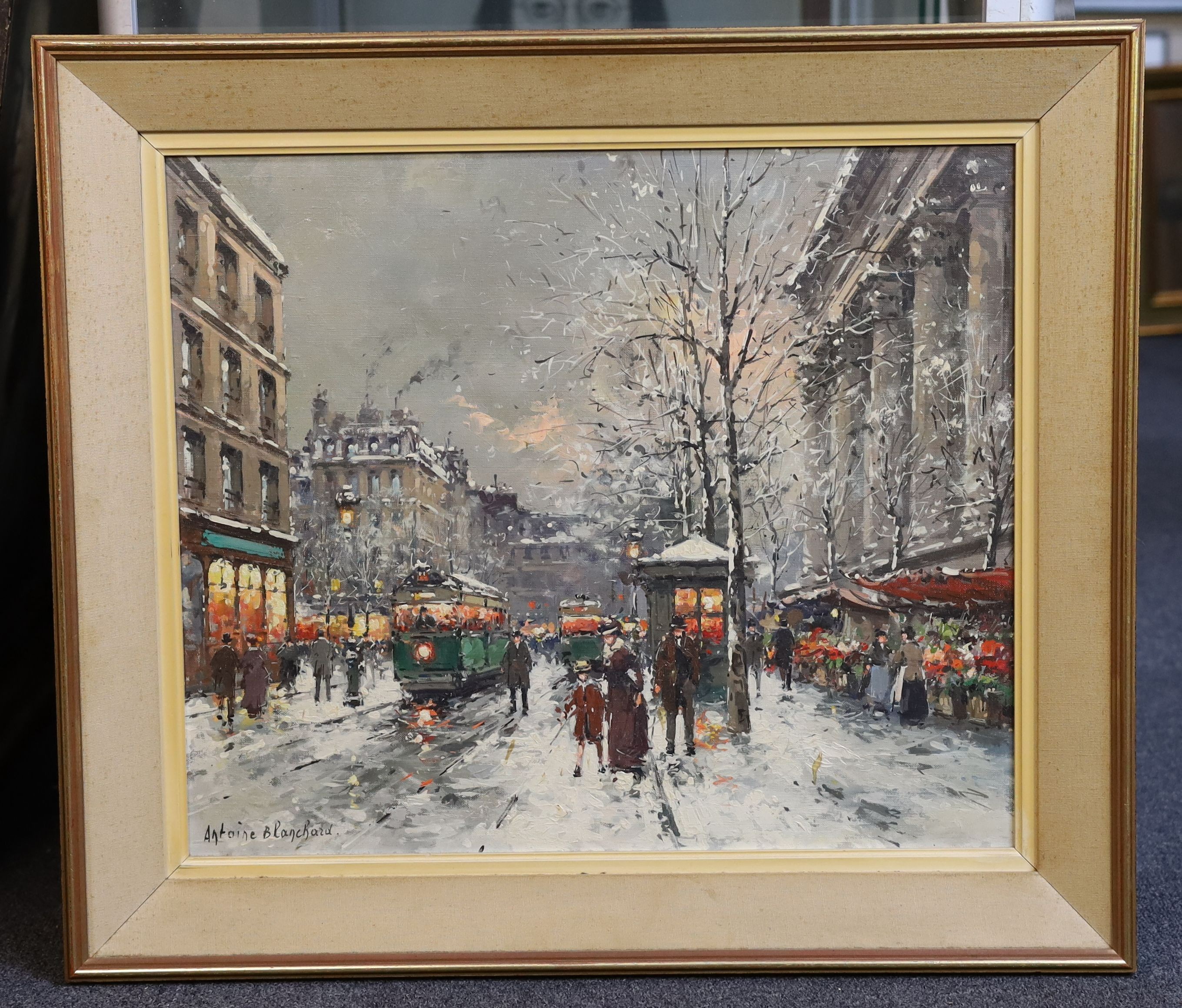 Antoine Blanchard (French, 1910-1988), Snow in Paris, oil on canvas, 45 x 53cm